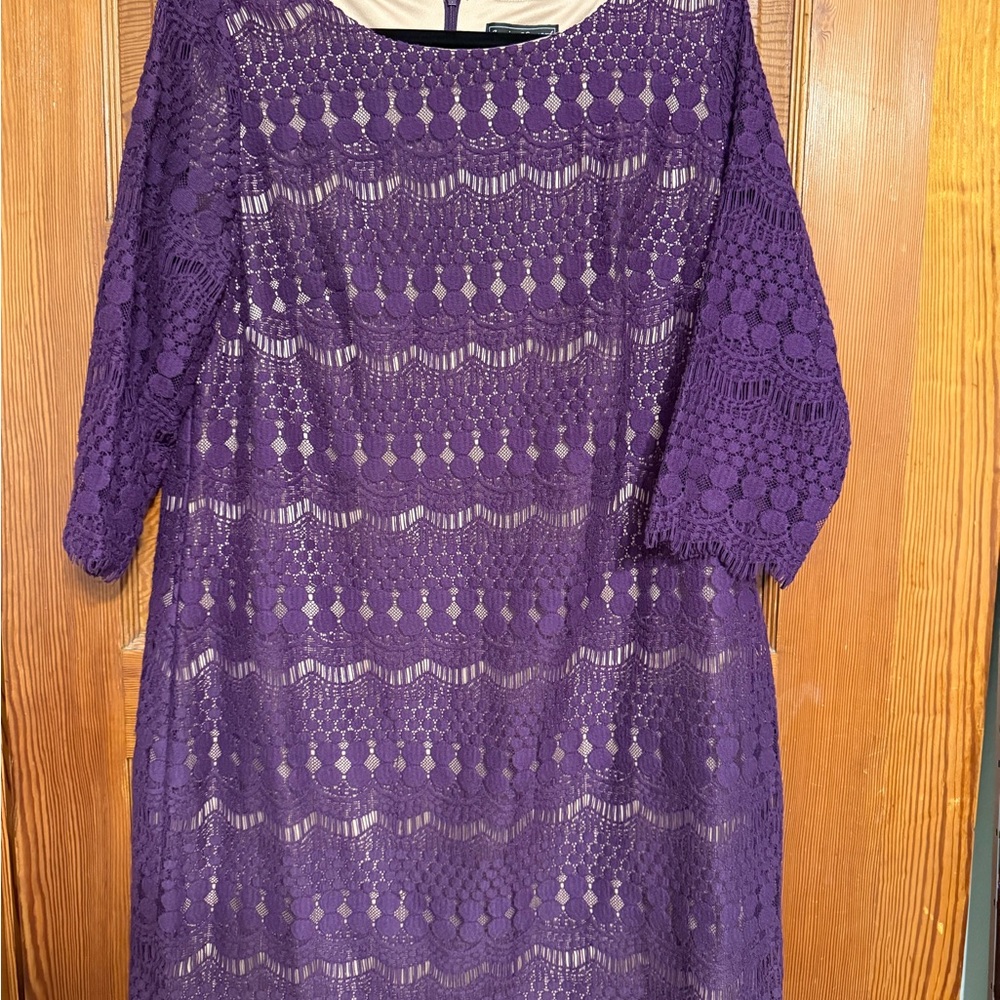 Jessica Howard Plum Lace Dress 3/4 sleeve